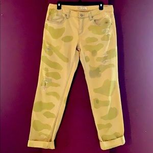 Free People Green Distressed Jeans